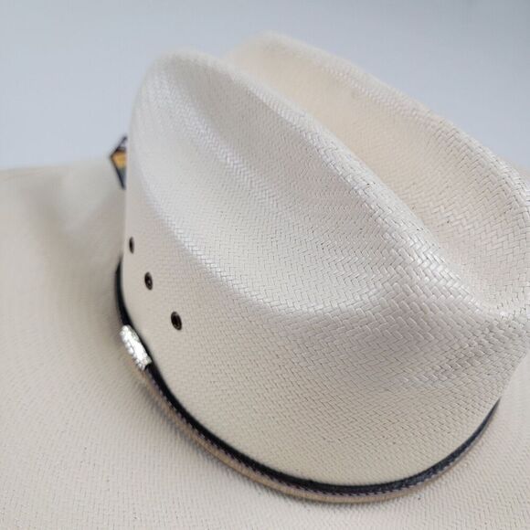 Stetson 10x Spartan Natural Straw Round Oval Western Cowboy Hat 7 1/4 NWD - Picture 3 of 16
